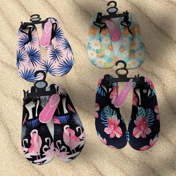 NWT, Ladies Floral Design Water Shoes Yellow, Aqua Multi Color Women's Size 6-10 - Picture 11 of 11